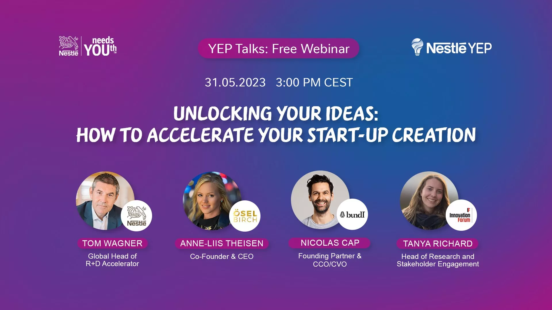 YEP Talk: "Unlocking your Ideas: How to Accelerate your Start-up Creation"